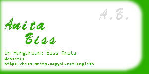 anita biss business card